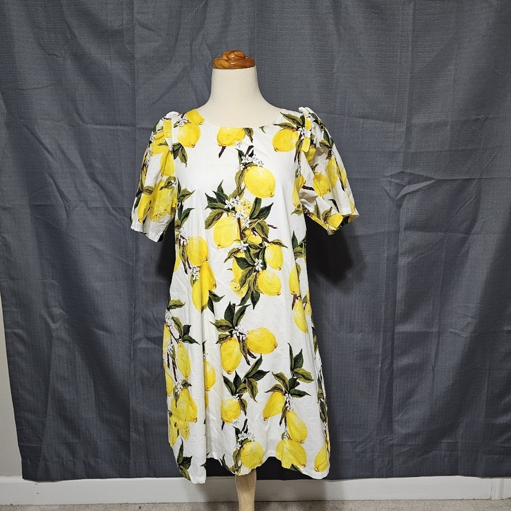 Loveriche Lemon Print Tie Back Mini Dress Size S